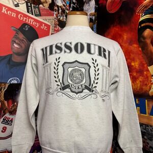 Vintage 90s Missouri Tigers Crewneck Sweatshirt Oneita Power Made‎ USA Sz Large